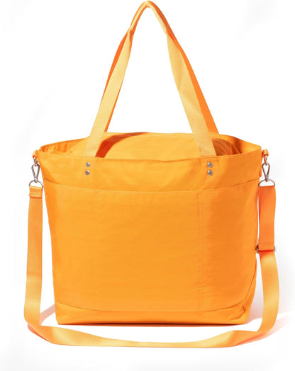 Carryall Tote - Lightweight Nylon Zipper Top Weekender Travel Beach Bag w/Luggage Sleeve