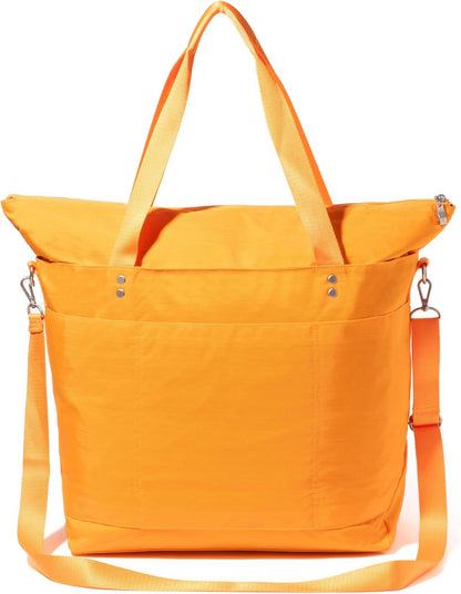 Carryall Tote - Lightweight Nylon Zipper Top Weekender Travel Beach Bag w/Luggage Sleeve
