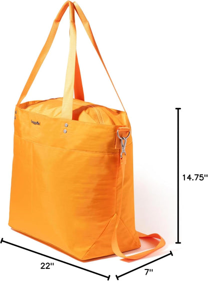 Carryall Tote - Lightweight Nylon Zipper Top Weekender Travel Beach Bag w/Luggage Sleeve