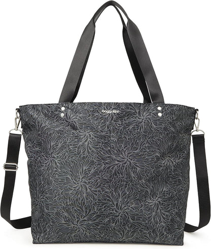 Carryall Tote - Lightweight Nylon Zipper Top Weekender Travel Beach Bag w/Luggage Sleeve