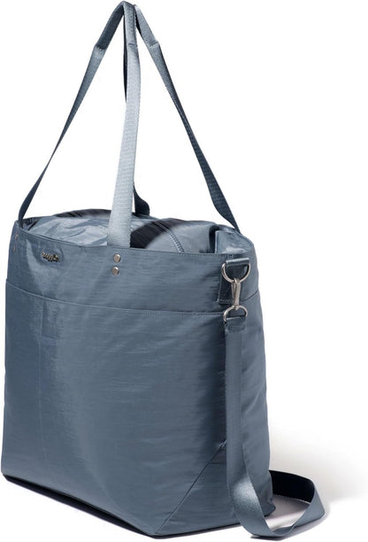 Carryall Tote - Lightweight Nylon Zipper Top Weekender Travel Beach Bag w/Luggage Sleeve