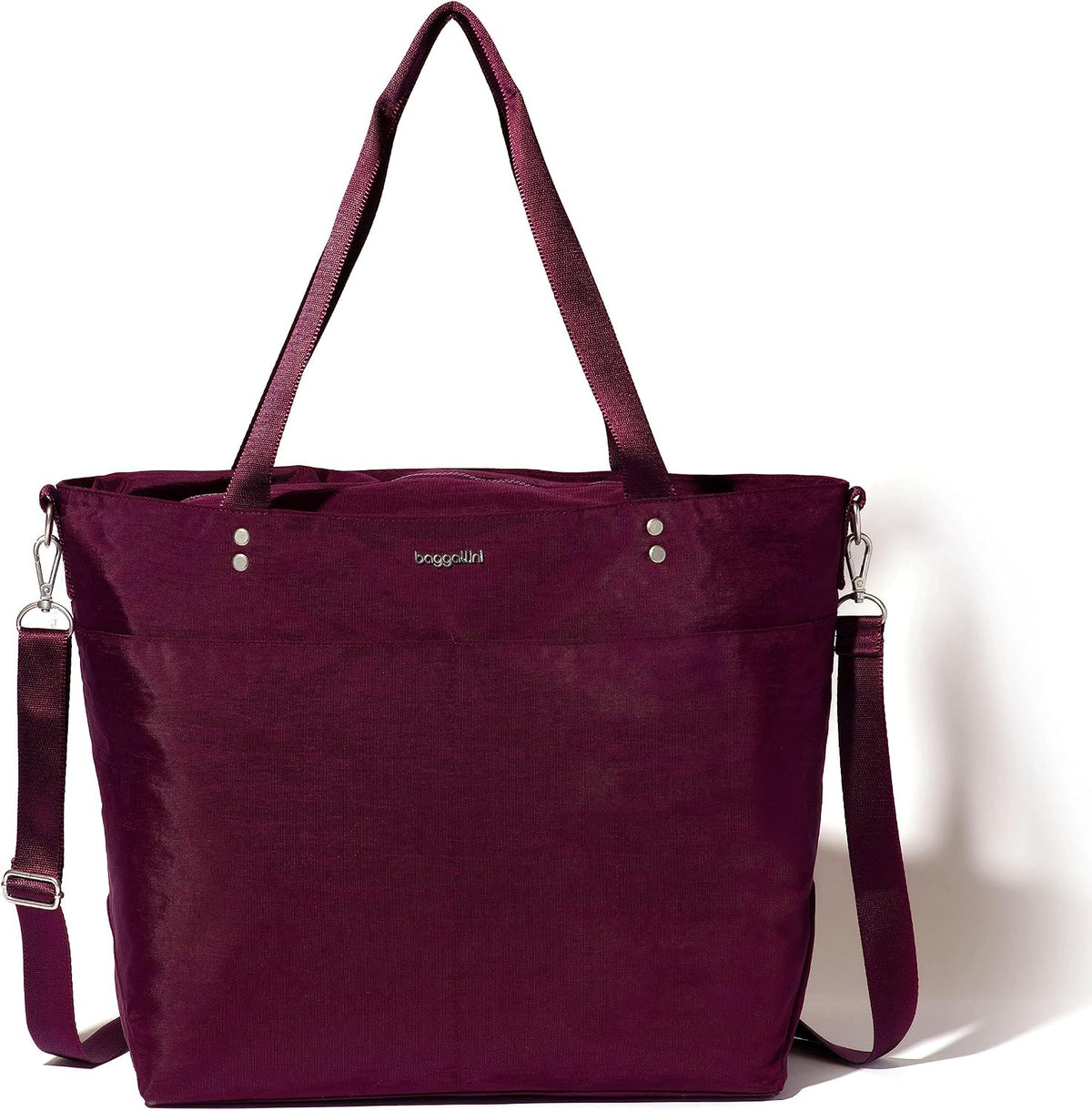 Carryall Tote - Lightweight Nylon Zipper Top Weekender Travel Beach Bag w/Luggage Sleeve