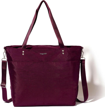 Carryall Tote - Lightweight Nylon Zipper Top Weekender Travel Beach Bag w/Luggage Sleeve