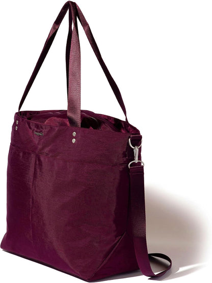 Carryall Tote - Lightweight Nylon Zipper Top Weekender Travel Beach Bag w/Luggage Sleeve