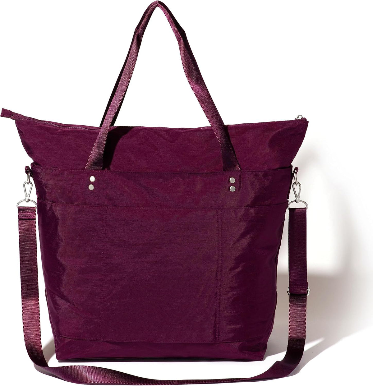 Carryall Tote - Lightweight Nylon Zipper Top Weekender Travel Beach Bag w/Luggage Sleeve