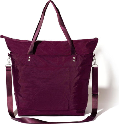 Carryall Tote - Lightweight Nylon Zipper Top Weekender Travel Beach Bag w/Luggage Sleeve