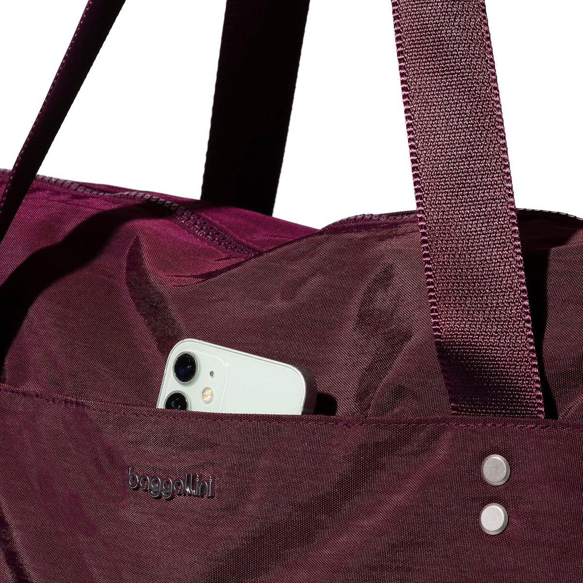 Carryall Tote - Lightweight Nylon Zipper Top Weekender Travel Beach Bag w/Luggage Sleeve
