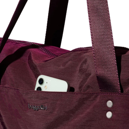 Carryall Tote - Lightweight Nylon Zipper Top Weekender Travel Beach Bag w/Luggage Sleeve