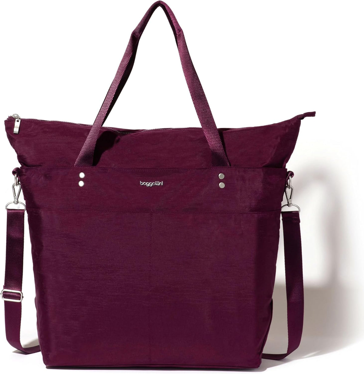 Carryall Tote - Lightweight Nylon Zipper Top Weekender Travel Beach Bag w/Luggage Sleeve