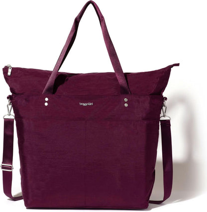 Carryall Tote - Lightweight Nylon Zipper Top Weekender Travel Beach Bag w/Luggage Sleeve