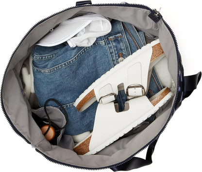 Carryall Tote - Lightweight Nylon Zipper Top Weekender Travel Beach Bag w/Luggage Sleeve