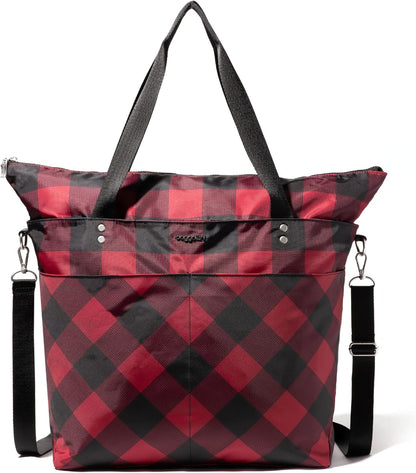 Carryall Tote - Lightweight Nylon Zipper Top Weekender Travel Beach Bag w/Luggage Sleeve