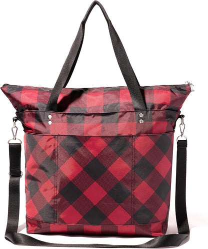 Carryall Tote - Lightweight Nylon Zipper Top Weekender Travel Beach Bag w/Luggage Sleeve