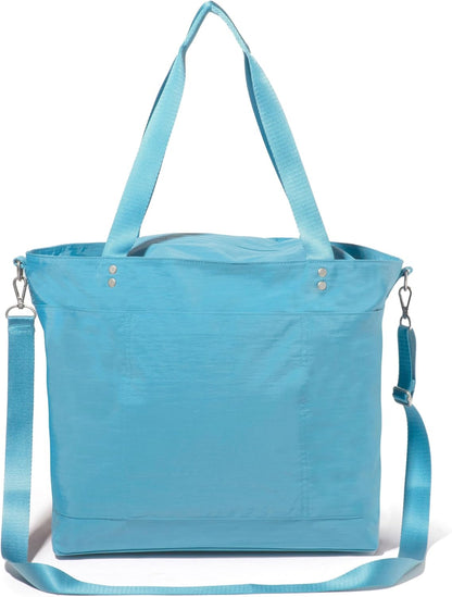 Carryall Tote - Lightweight Nylon Zipper Top Weekender Travel Beach Bag w/Luggage Sleeve