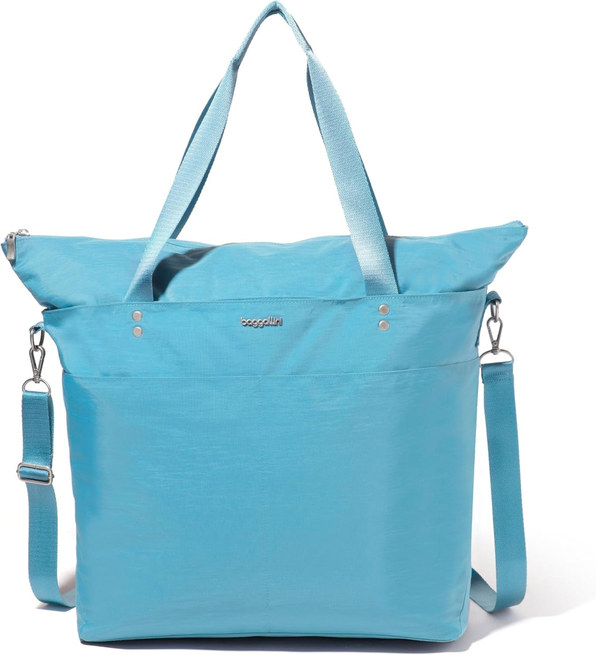 Carryall Tote - Lightweight Nylon Zipper Top Weekender Travel Beach Bag w/Luggage Sleeve