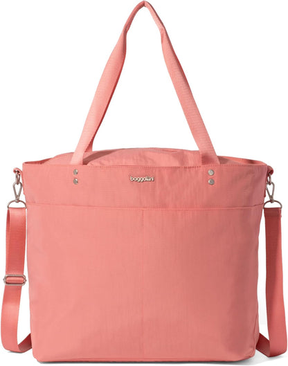 Carryall Tote - Lightweight Nylon Zipper Top Weekender Travel Beach Bag w/Luggage Sleeve
