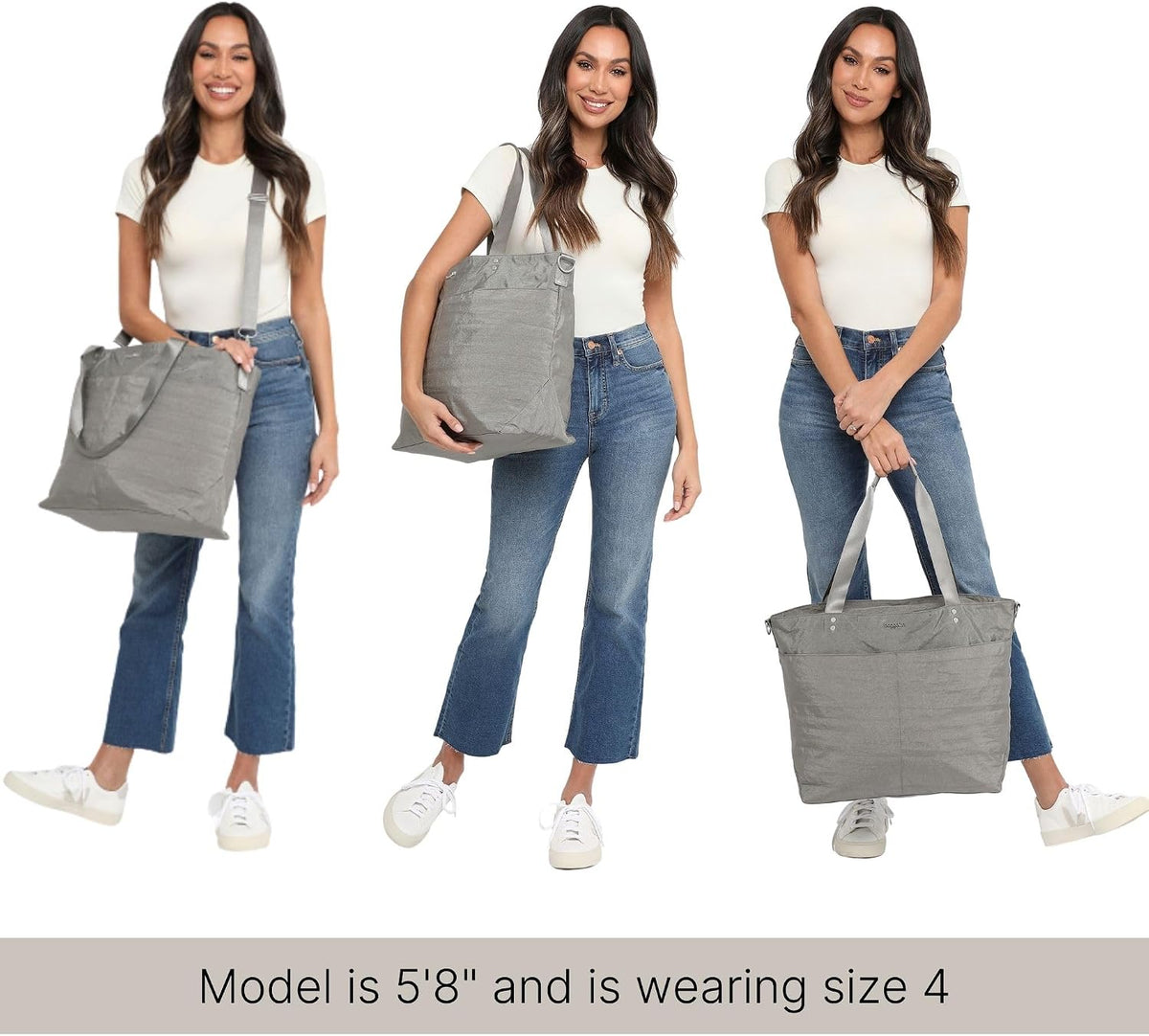 Carryall Tote - Lightweight Nylon Zipper Top Weekender Travel Beach Bag w/Luggage Sleeve