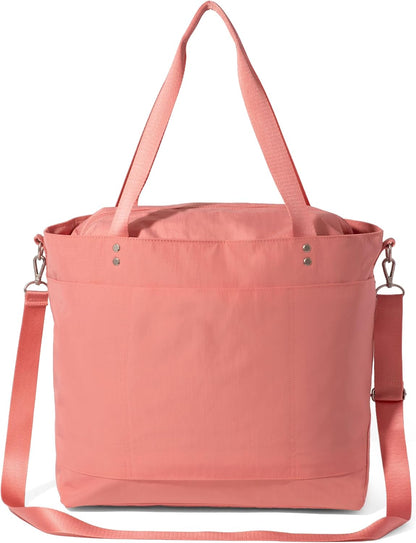 Carryall Tote - Lightweight Nylon Zipper Top Weekender Travel Beach Bag w/Luggage Sleeve