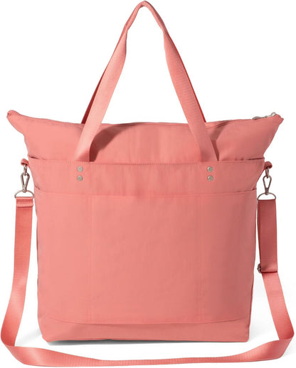 Carryall Tote - Lightweight Nylon Zipper Top Weekender Travel Beach Bag w/Luggage Sleeve