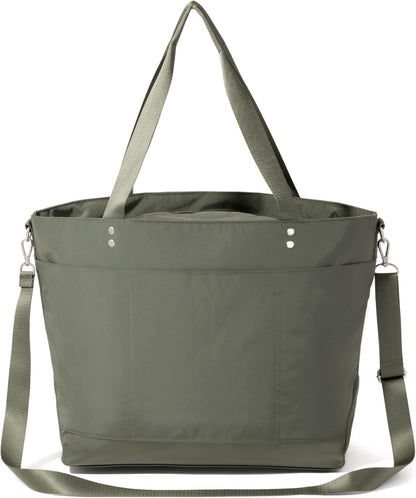 Carryall Tote - Lightweight Nylon Zipper Top Weekender Travel Beach Bag w/Luggage Sleeve