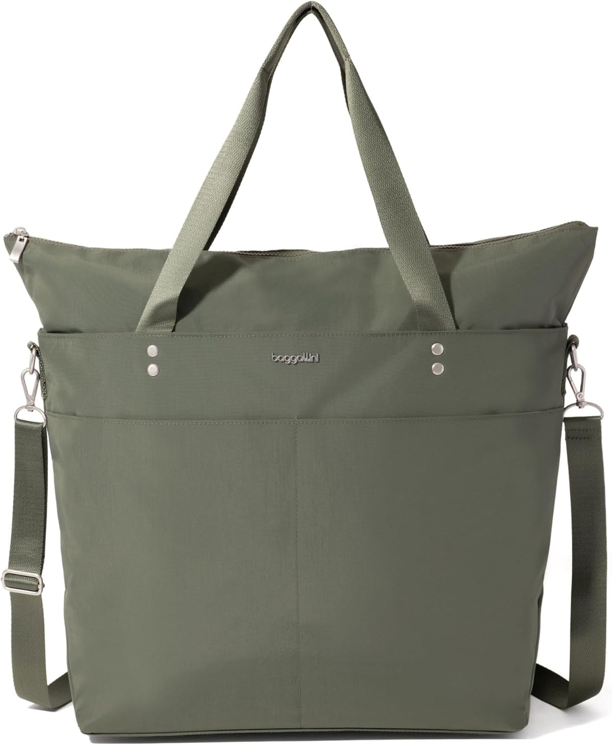 Carryall Tote - Lightweight Nylon Zipper Top Weekender Travel Beach Bag w/Luggage Sleeve