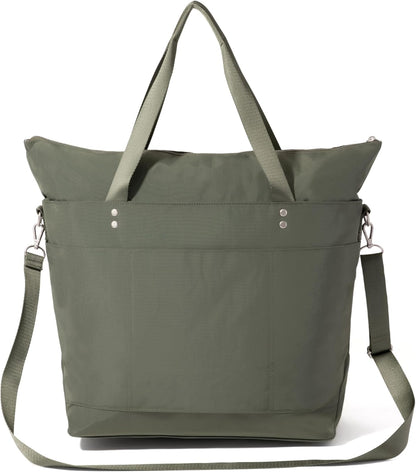 Carryall Tote - Lightweight Nylon Zipper Top Weekender Travel Beach Bag w/Luggage Sleeve