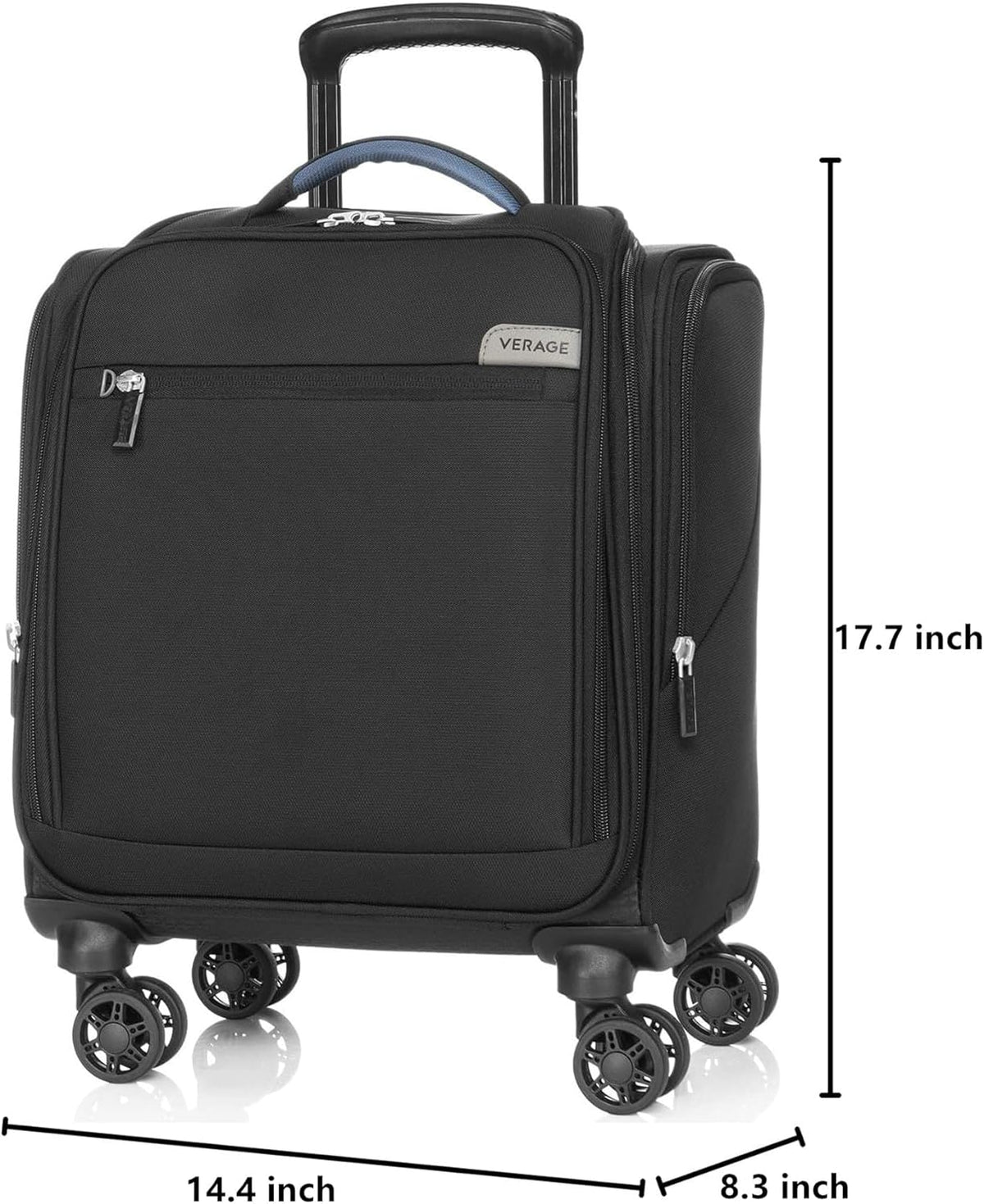 Underseat Carry On Luggage with Wheels & USB Port,14 inch Cloud Gray Wheeled Spinner Carry-on Luggages Bags for Airlines, Lightweight Overnight Suitcase for Men Women