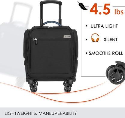 Underseat Carry On Luggage with Wheels & USB Port,14 inch Cloud Gray Wheeled Spinner Carry-on Luggages Bags for Airlines, Lightweight Overnight Suitcase for Men Women