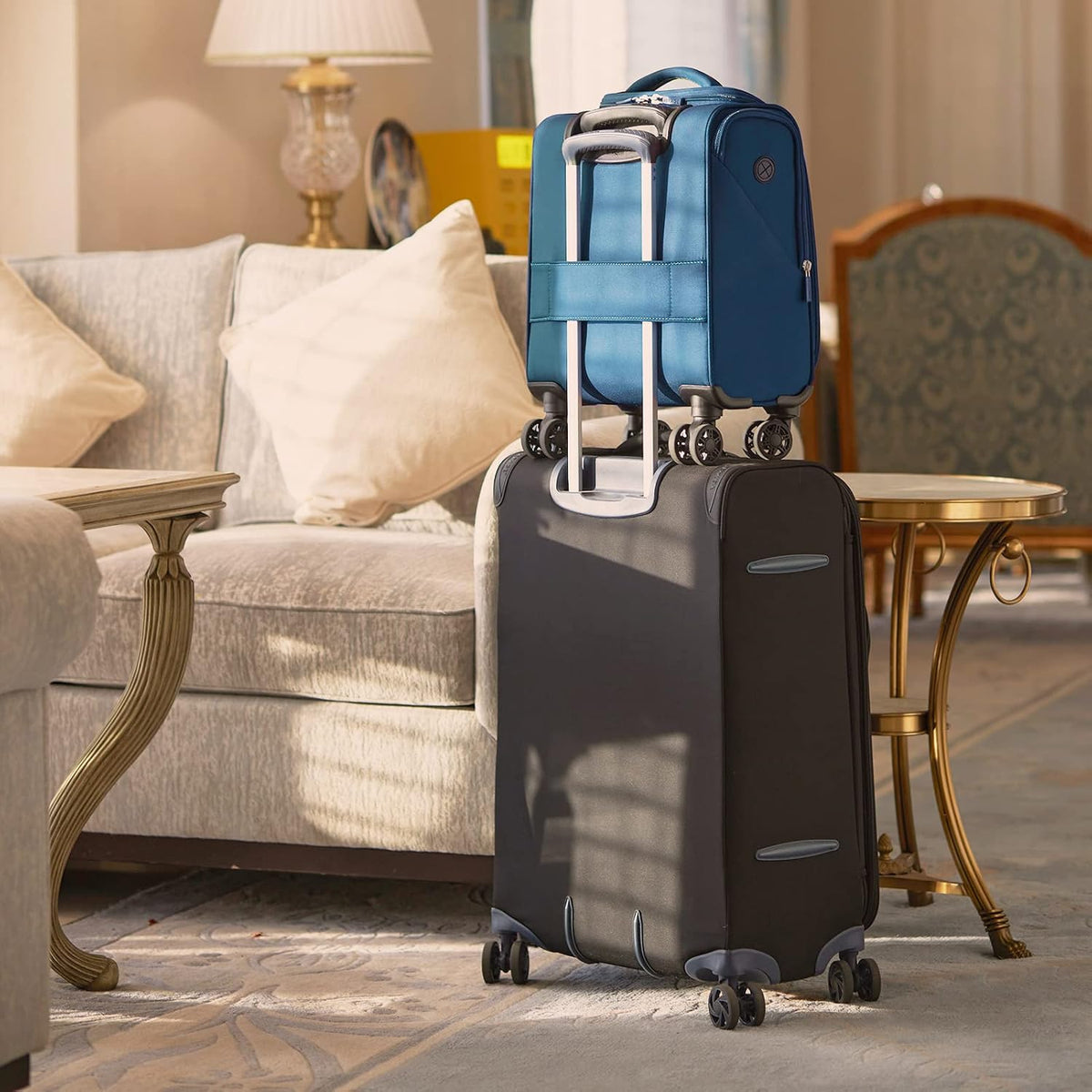 Underseat Carry On Luggage with Wheels & USB Port,14 inch Cloud Gray Wheeled Spinner Carry-on Luggages Bags for Airlines, Lightweight Overnight Suitcase for Men Women