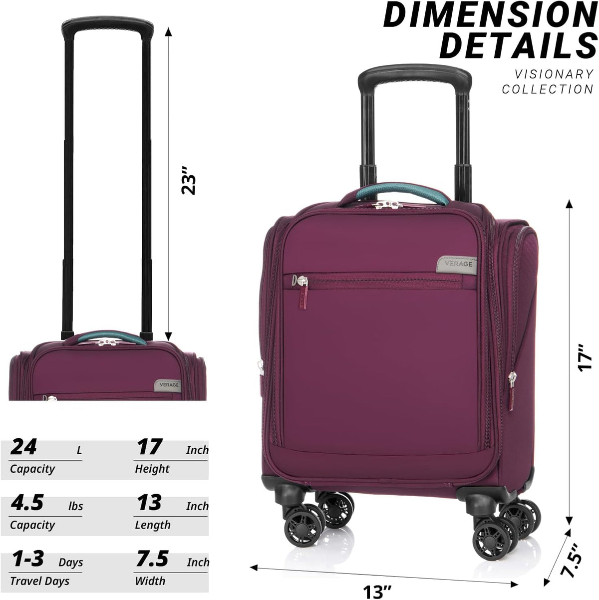 Underseat Carry On Luggage with Wheels & USB Port,14 inch Cloud Gray Wheeled Spinner Carry-on Luggages Bags for Airlines, Lightweight Overnight Suitcase for Men Women
