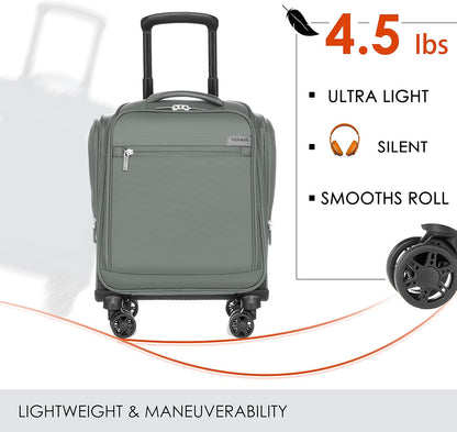 Underseat Carry On Luggage with Wheels & USB Port,14 inch Cloud Gray Wheeled Spinner Carry-on Luggages Bags for Airlines, Lightweight Overnight Suitcase for Men Women