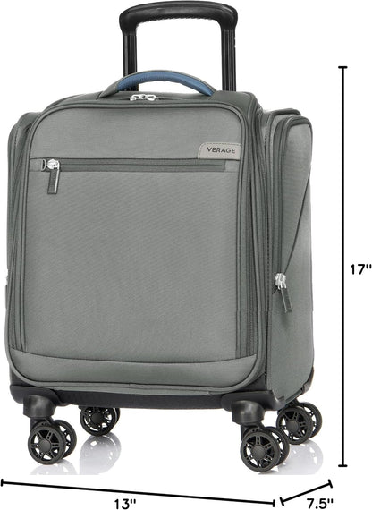 Underseat Carry On Luggage with Wheels & USB Port,14 inch Cloud Gray Wheeled Spinner Carry-on Luggages Bags for Airlines, Lightweight Overnight Suitcase for Men Women