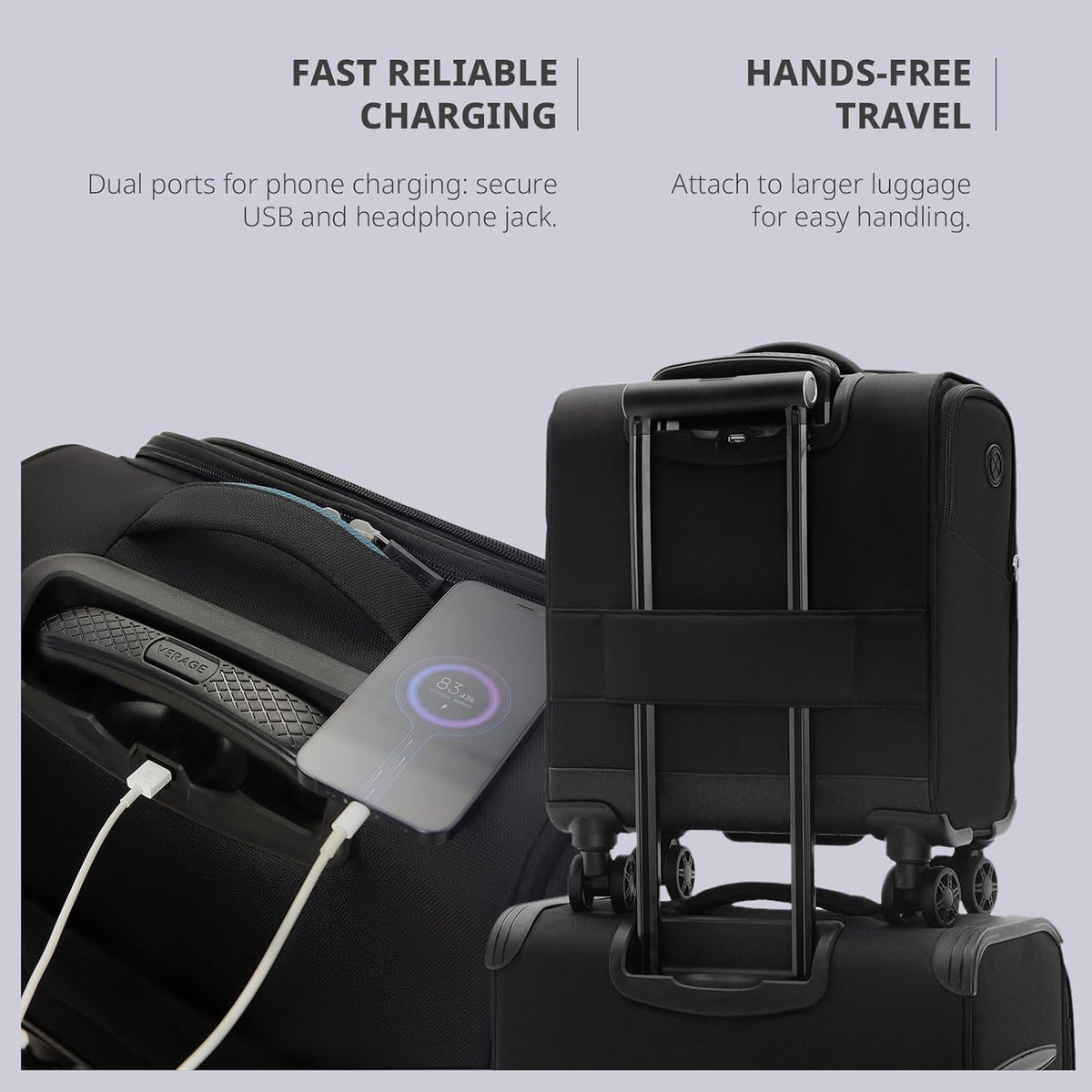 Underseat Carry On Luggage with Wheels & USB Port,14 inch Cloud Gray Wheeled Spinner Carry-on Luggages Bags for Airlines, Lightweight Overnight Suitcase for Men Women