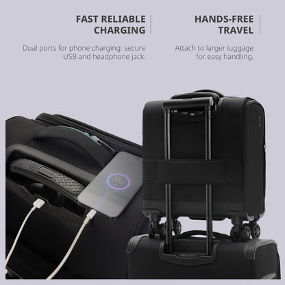 Underseat Carry On Luggage with Wheels & USB Port,14 inch Cloud Gray Wheeled Spinner Carry-on Luggages Bags for Airlines, Lightweight Overnight Suitcase for Men Women