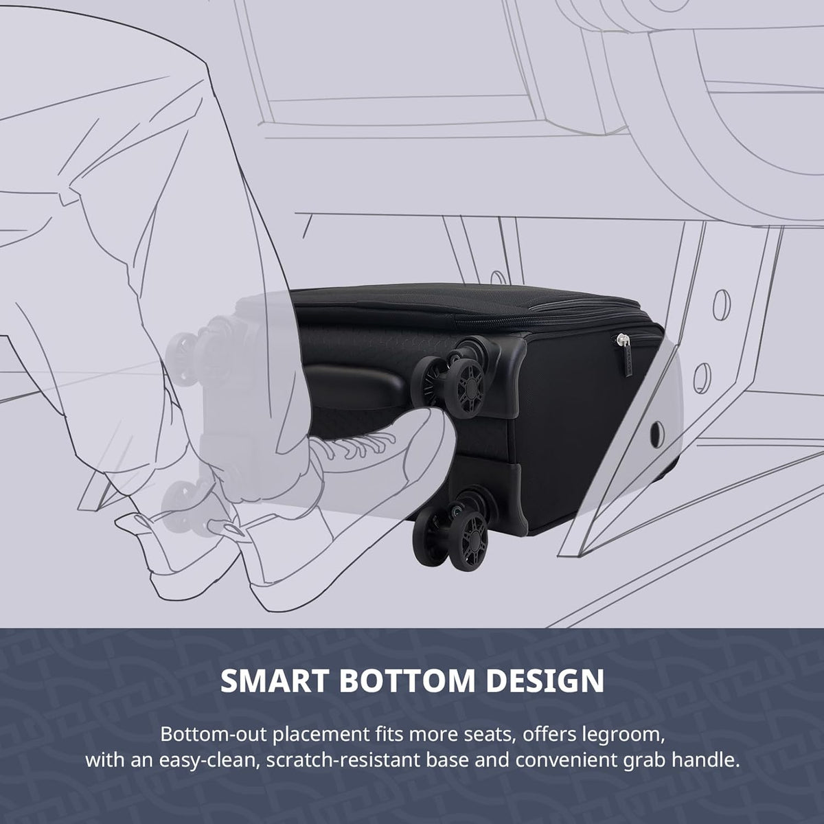 Underseat Carry On Luggage with Wheels & USB Port,14 inch Cloud Gray Wheeled Spinner Carry-on Luggages Bags for Airlines, Lightweight Overnight Suitcase for Men Women