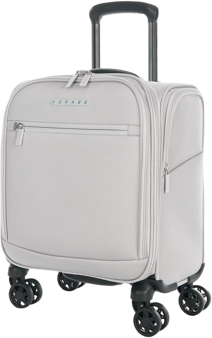 Underseat Carry On Luggage with Wheels & USB Port,14 inch Cloud Gray Wheeled Spinner Carry-on Luggages Bags for Airlines, Lightweight Overnight Suitcase for Men Women