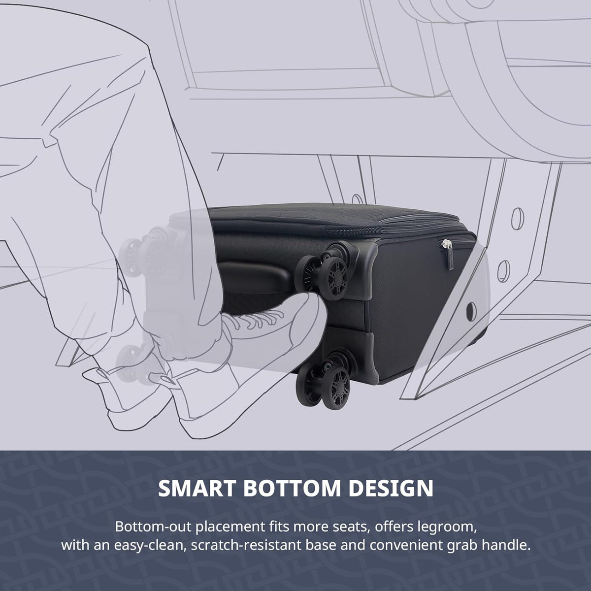 Underseat Carry On Luggage with Wheels & USB Port,14 inch Cloud Gray Wheeled Spinner Carry-on Luggages Bags for Airlines, Lightweight Overnight Suitcase for Men Women