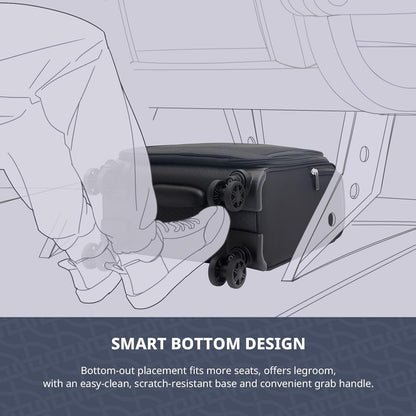 Underseat Carry On Luggage with Wheels & USB Port,14 inch Cloud Gray Wheeled Spinner Carry-on Luggages Bags for Airlines, Lightweight Overnight Suitcase for Men Women