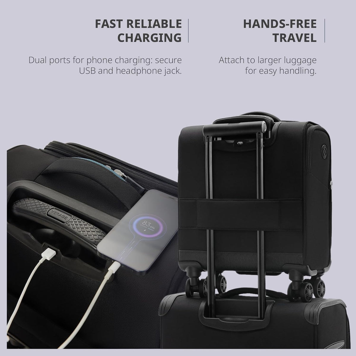 Underseat Carry On Luggage with Wheels & USB Port,14 inch Cloud Gray Wheeled Spinner Carry-on Luggages Bags for Airlines, Lightweight Overnight Suitcase for Men Women