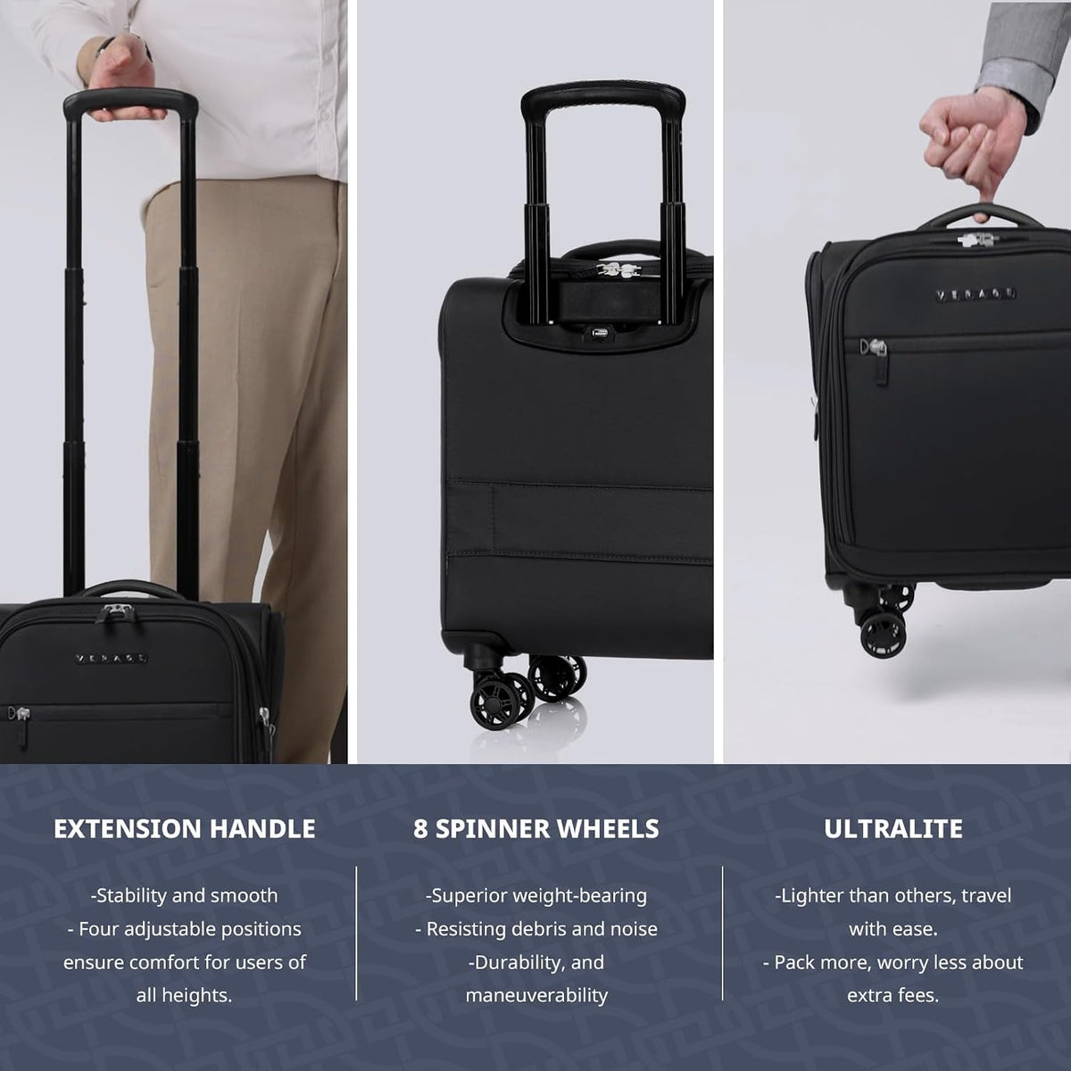 Underseat Carry On Luggage with Wheels & USB Port,14 inch Cloud Gray Wheeled Spinner Carry-on Luggages Bags for Airlines, Lightweight Overnight Suitcase for Men Women