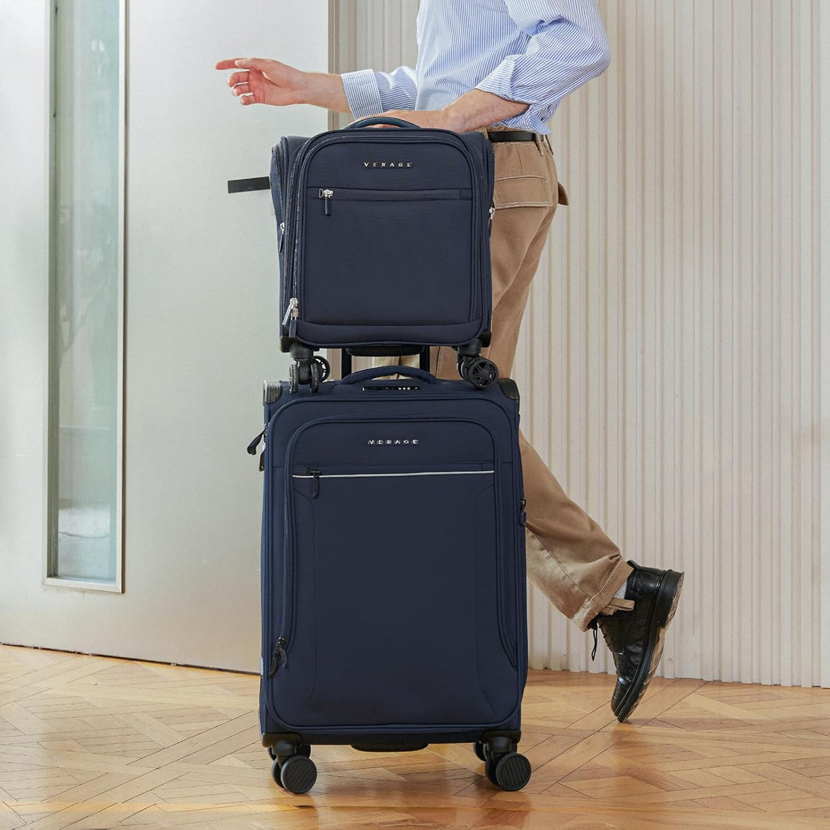Underseat Carry On Luggage with Wheels & USB Port,14 inch Cloud Gray Wheeled Spinner Carry-on Luggages Bags for Airlines, Lightweight Overnight Suitcase for Men Women