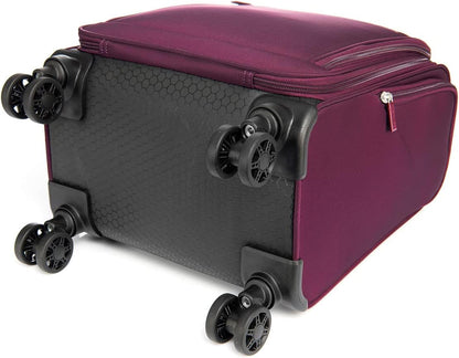 Underseat Carry On Luggage with Wheels & USB Port,14 inch Cloud Gray Wheeled Spinner Carry-on Luggages Bags for Airlines, Lightweight Overnight Suitcase for Men Women