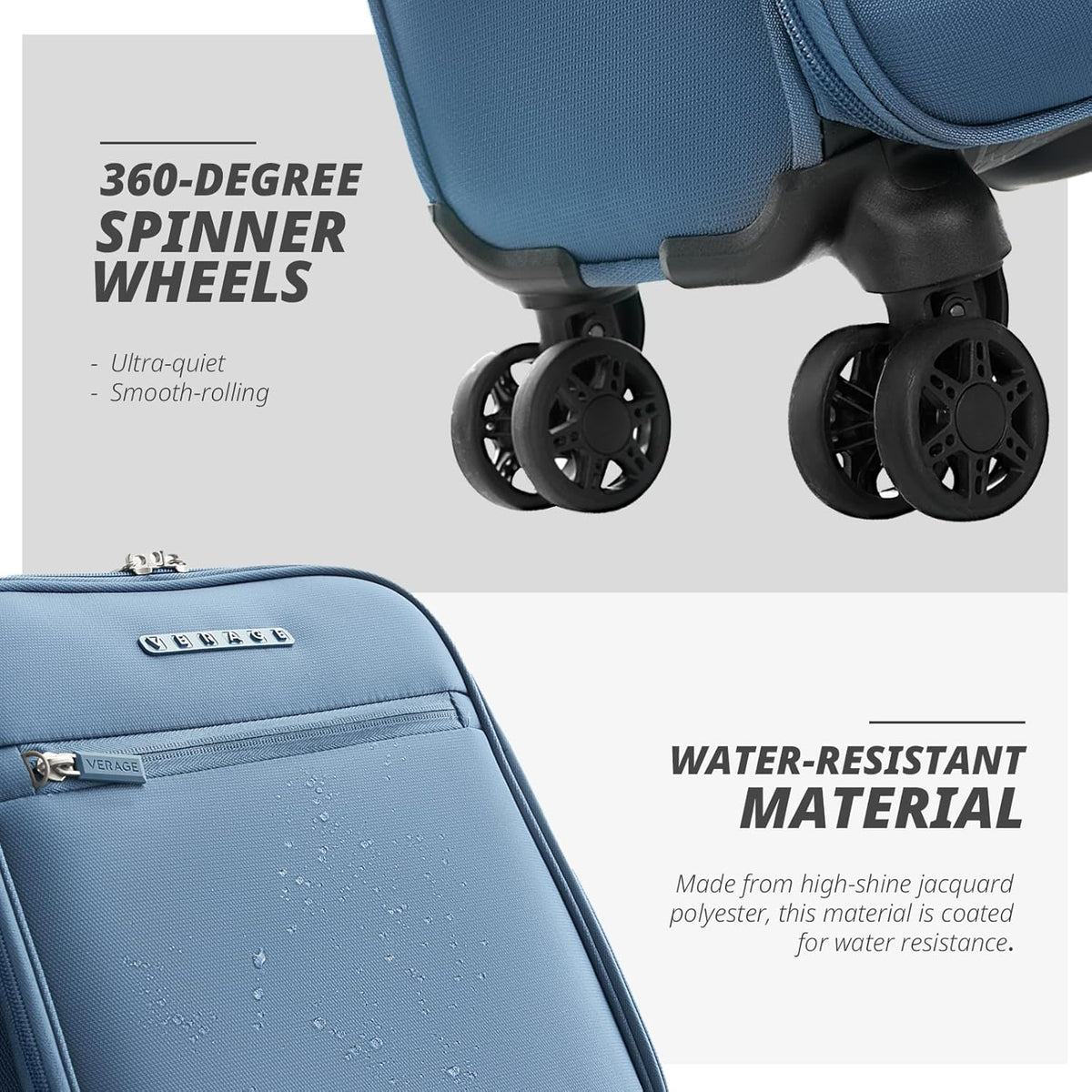 Underseat Carry On Luggage with Wheels & USB Port,14 inch Cloud Gray Wheeled Spinner Carry-on Luggages Bags for Airlines, Lightweight Overnight Suitcase for Men Women