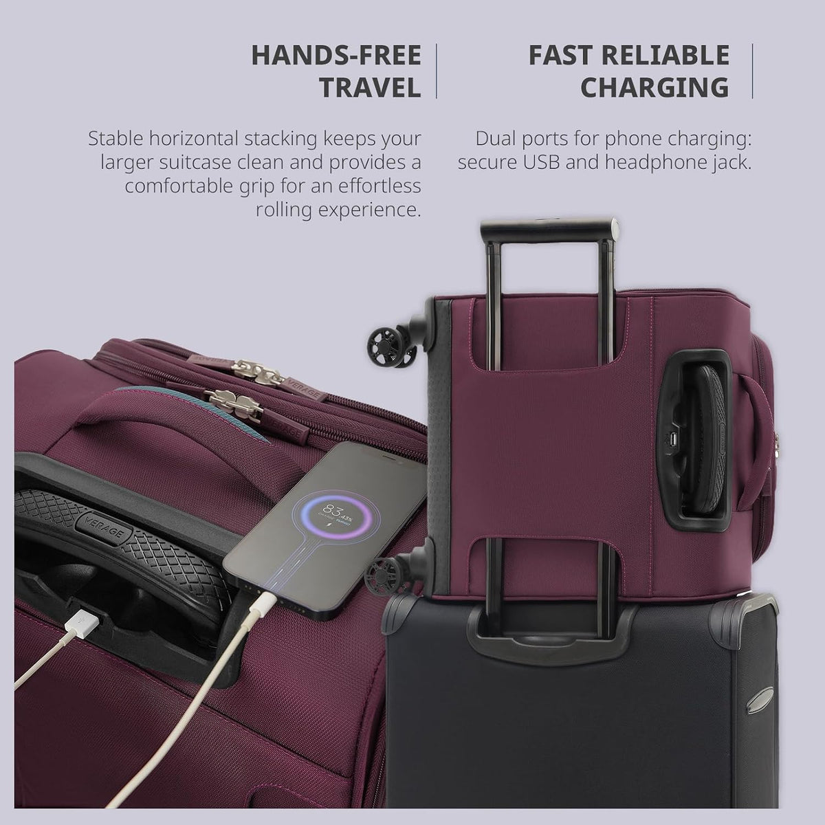 Underseat Carry On Luggage with Wheels & USB Port,14 inch Cloud Gray Wheeled Spinner Carry-on Luggages Bags for Airlines, Lightweight Overnight Suitcase for Men Women