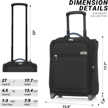 Underseat Carry On Luggage with Wheels & USB Port,14 inch Cloud Gray Wheeled Spinner Carry-on Luggages Bags for Airlines, Lightweight Overnight Suitcase for Men Women