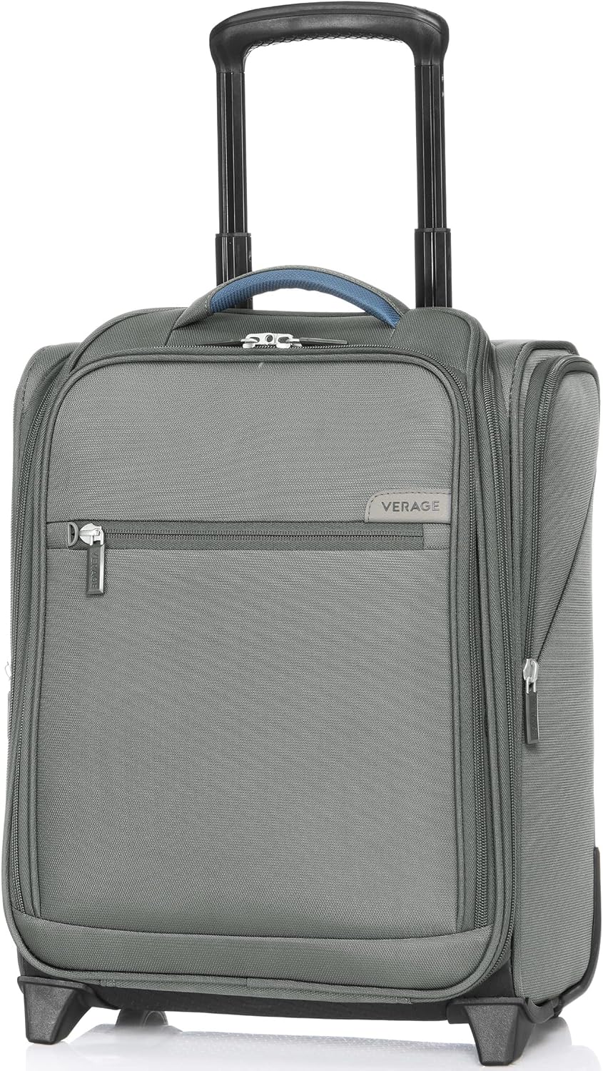 Underseat Carry On Luggage with Wheels & USB Port,14 inch Cloud Gray Wheeled Spinner Carry-on Luggages Bags for Airlines, Lightweight Overnight Suitcase for Men Women