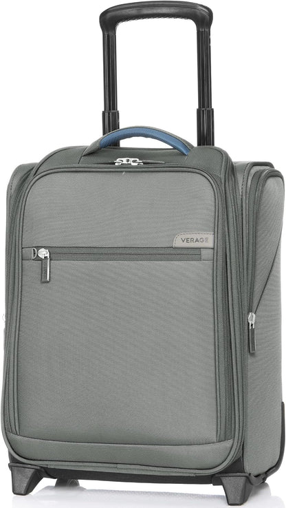 Underseat Carry On Luggage with Wheels & USB Port,14 inch Cloud Gray Wheeled Spinner Carry-on Luggages Bags for Airlines, Lightweight Overnight Suitcase for Men Women