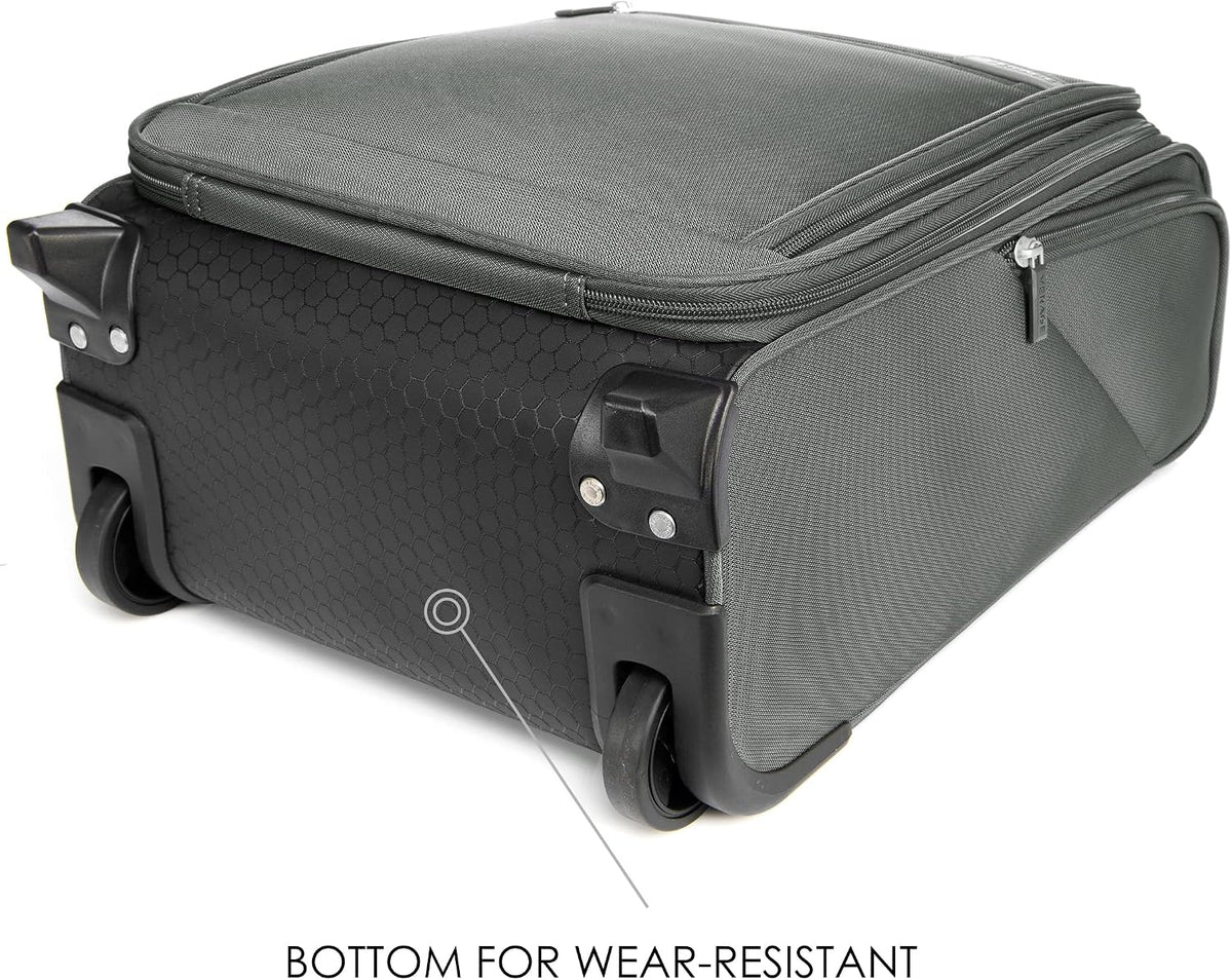 Underseat Carry On Luggage with Wheels & USB Port,14 inch Cloud Gray Wheeled Spinner Carry-on Luggages Bags for Airlines, Lightweight Overnight Suitcase for Men Women