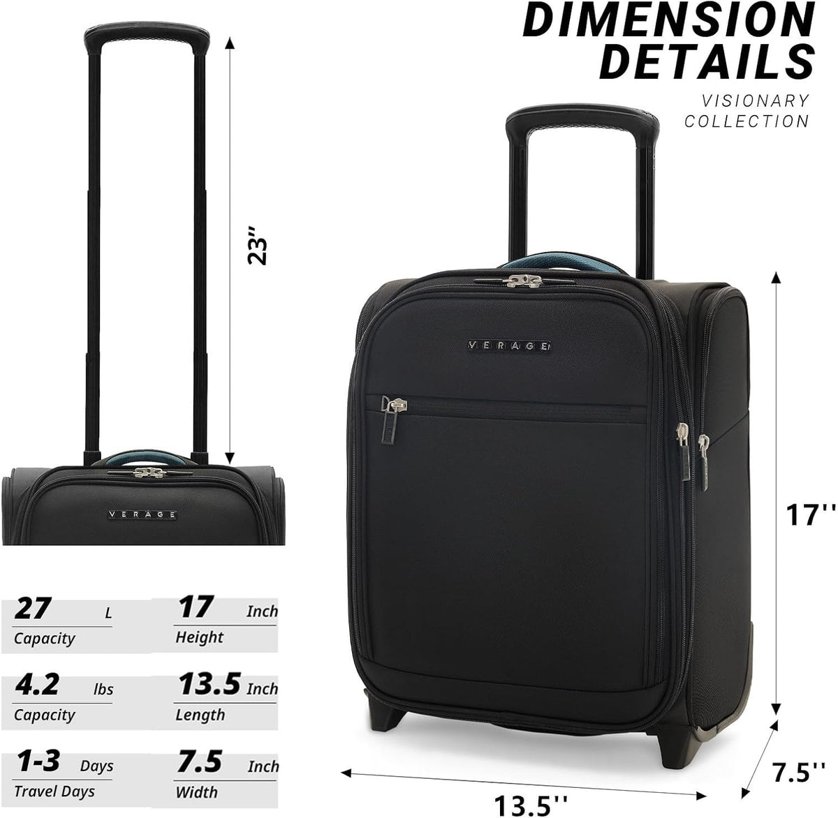 Underseat Carry On Luggage with Wheels & USB Port,14 inch Cloud Gray Wheeled Spinner Carry-on Luggages Bags for Airlines, Lightweight Overnight Suitcase for Men Women