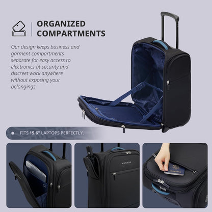 Underseat Carry On Luggage with Wheels & USB Port,14 inch Cloud Gray Wheeled Spinner Carry-on Luggages Bags for Airlines, Lightweight Overnight Suitcase for Men Women